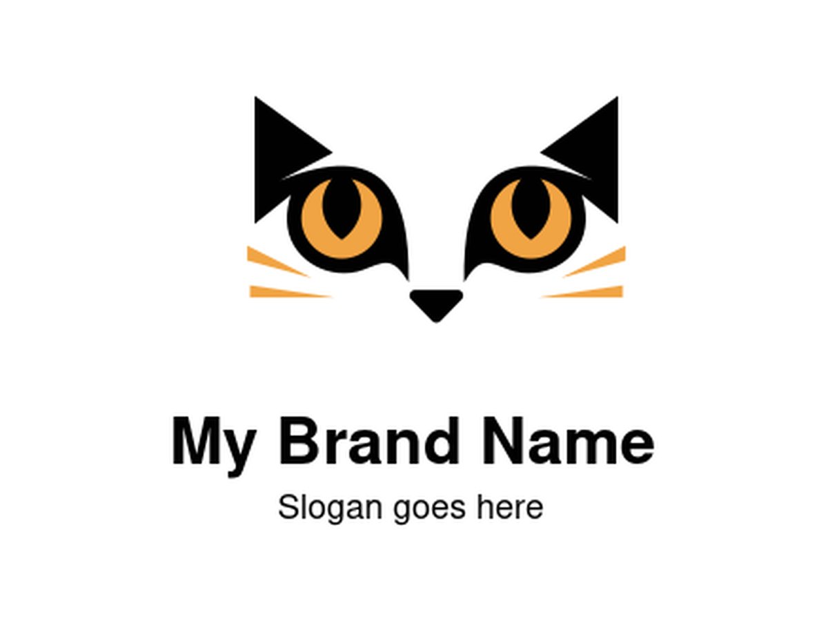 Stylized Orange-Eyed Cat Face Logo Design for Creative Pet and Media Brands